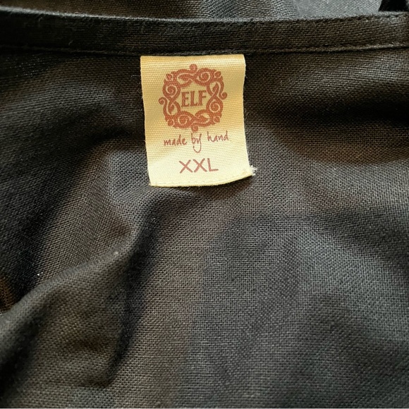 ELF Peony Black Linen Midi Dress, Sz XXL - Picture 12 of 15
